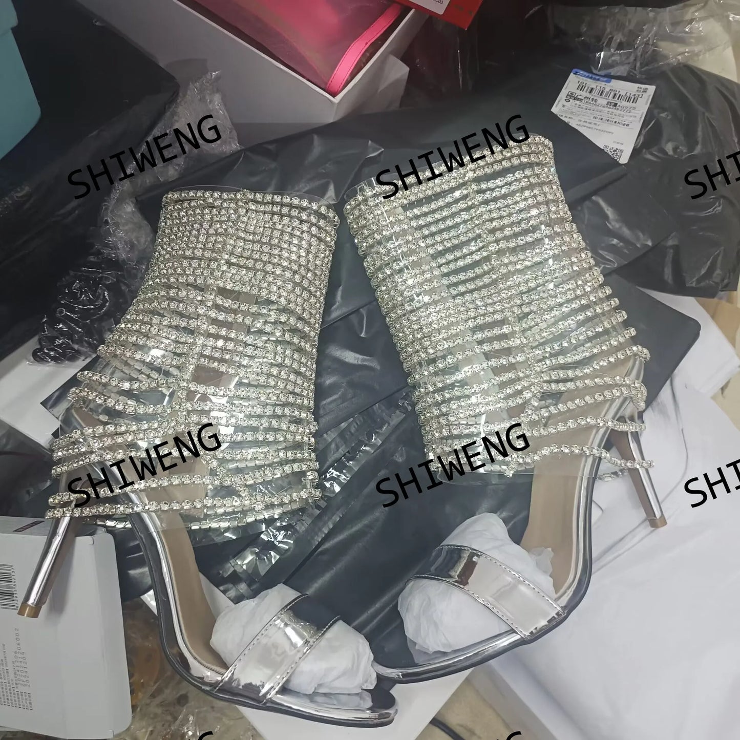 Crystal Tassel Bling Stiletto High Heel Sandals for Women