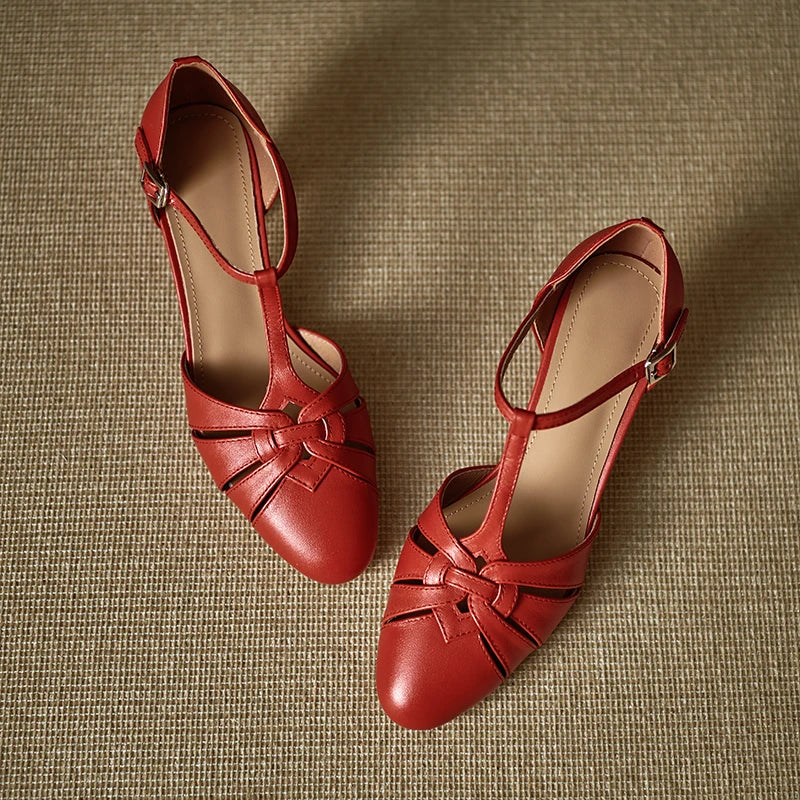 Elegant High Heel T Strap Sandals With Closed Toe for Women