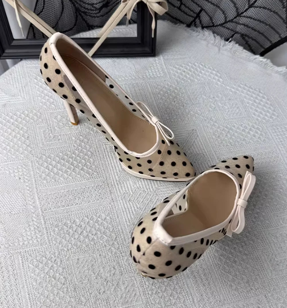 Polka Dot Bow Accent Pumps
