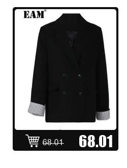 [EAM]  Women Black Cross Bandage Short Blazer New Lapel Long Sleeve Loose Fit  Jacket Fashion Tide Spring Autumn 2025 1T126