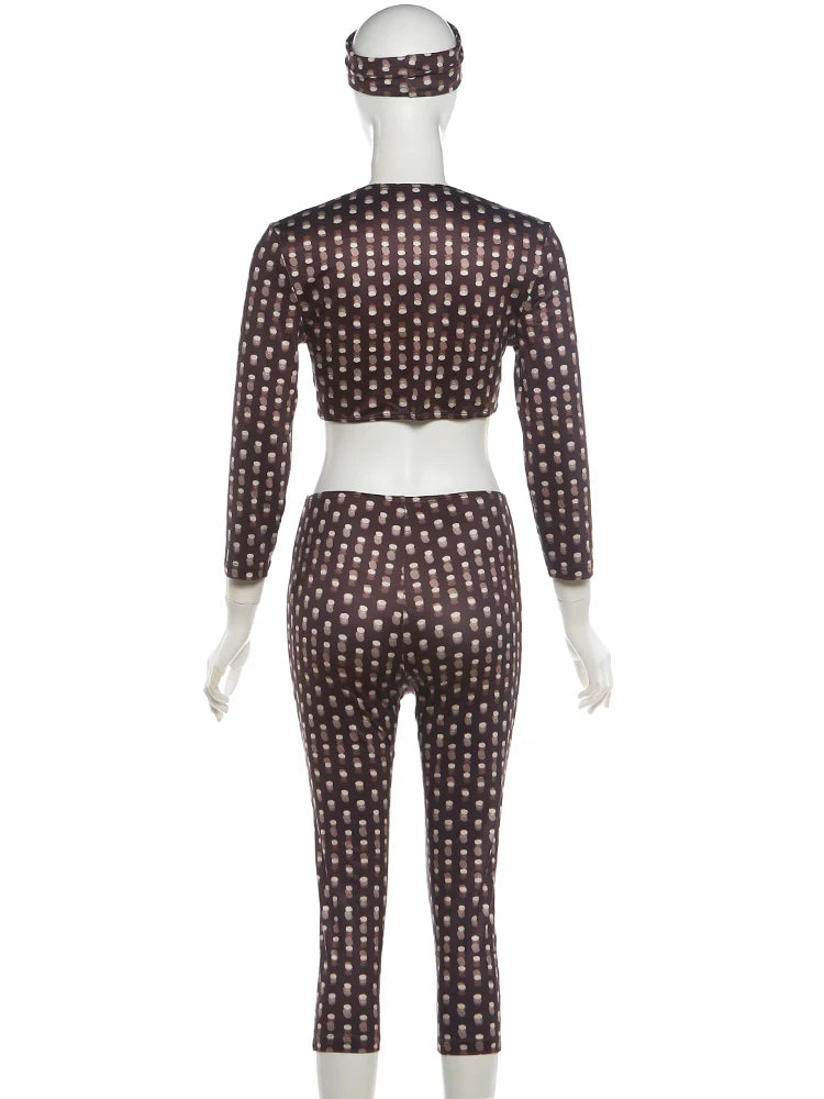 Polka Dot Three Piece Streetwear Outfit Set for Women