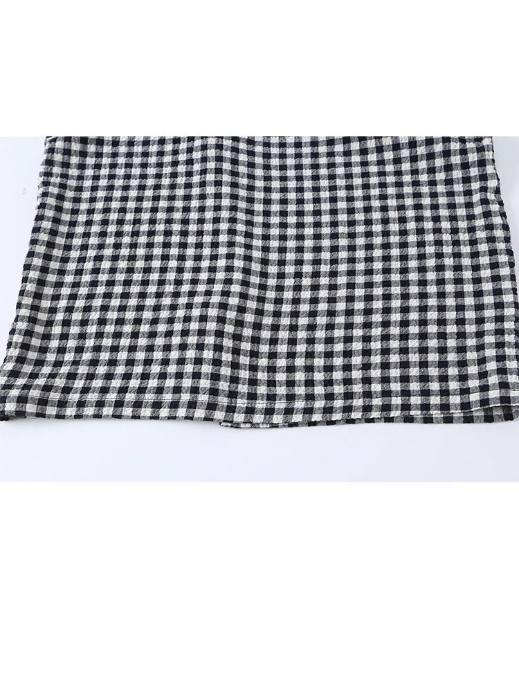 Gingham Lace Trim Spaghetti Strap Midi Dress for Women