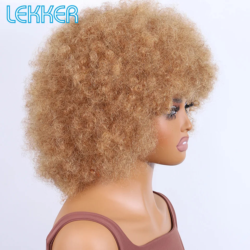 Natural Short Curly Remy Human Hair Bob Wig for Women