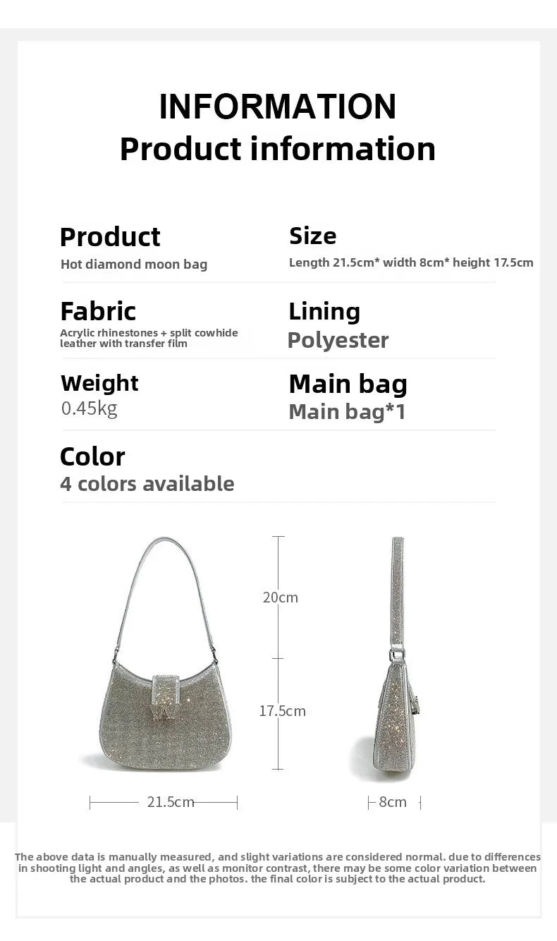 New Diamond-encrusted Handbag Luxury Diamond-encrusted Shiny Dinner Party Women's Handbag Diamond-encrusted Women's Shoulder Bag