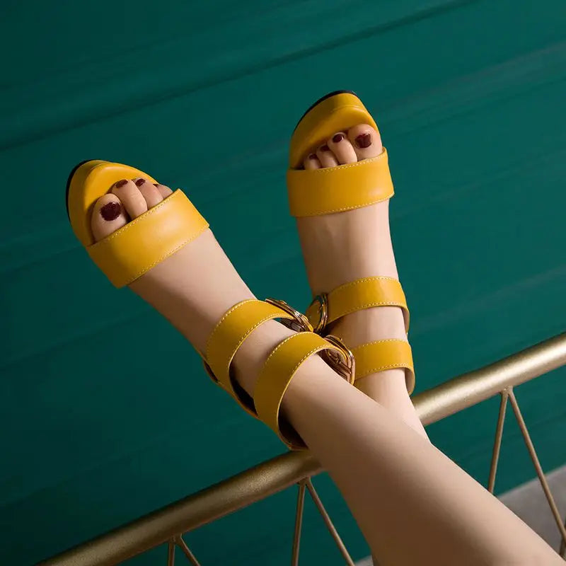 Chunky Platform Sandals with Zipper Buckles for Women