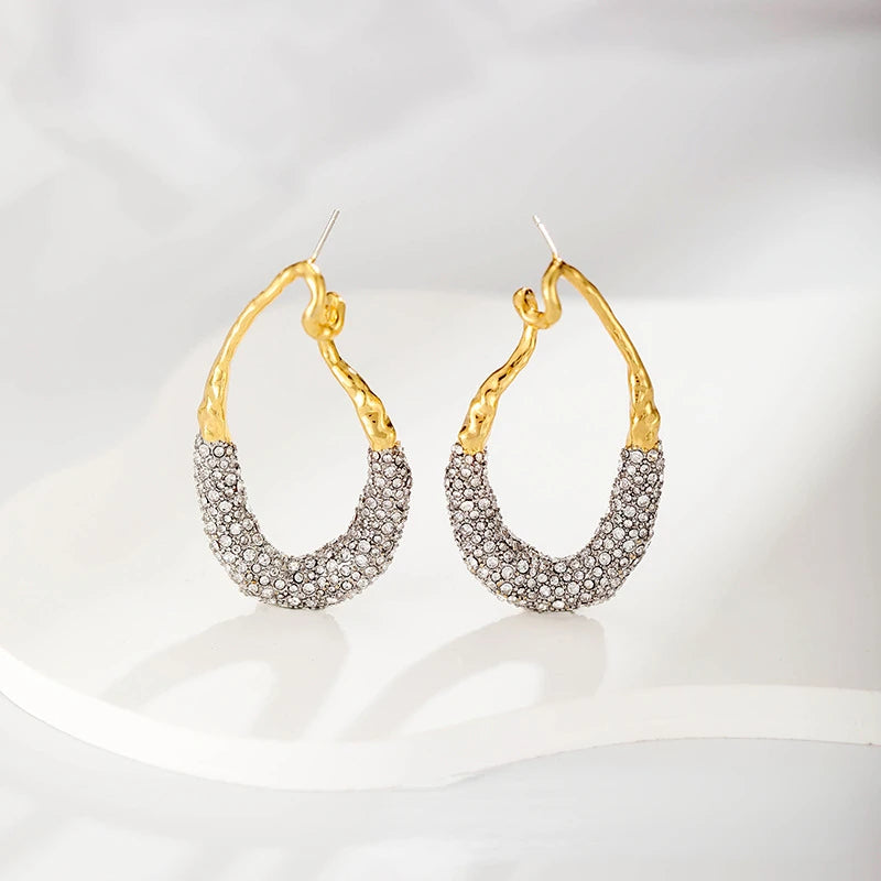 Stylish Geometric Two Tone Copper Stud Earrings for Women
