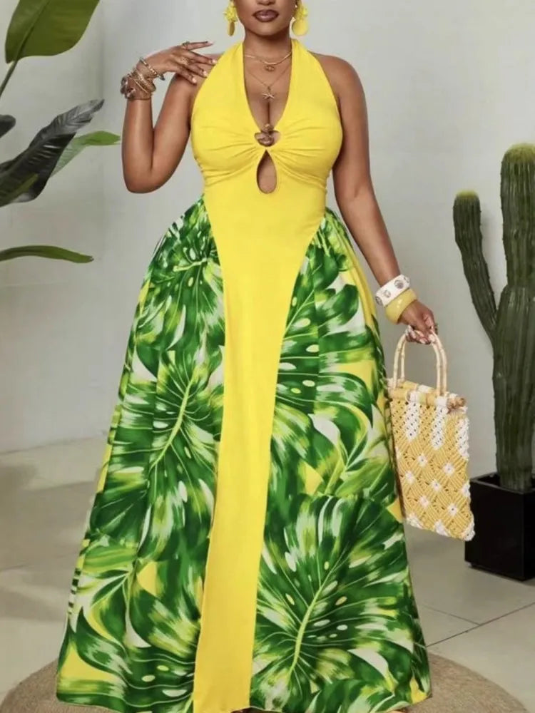 Elegant Sleeveless African Dashiki Maxi Dress for Women