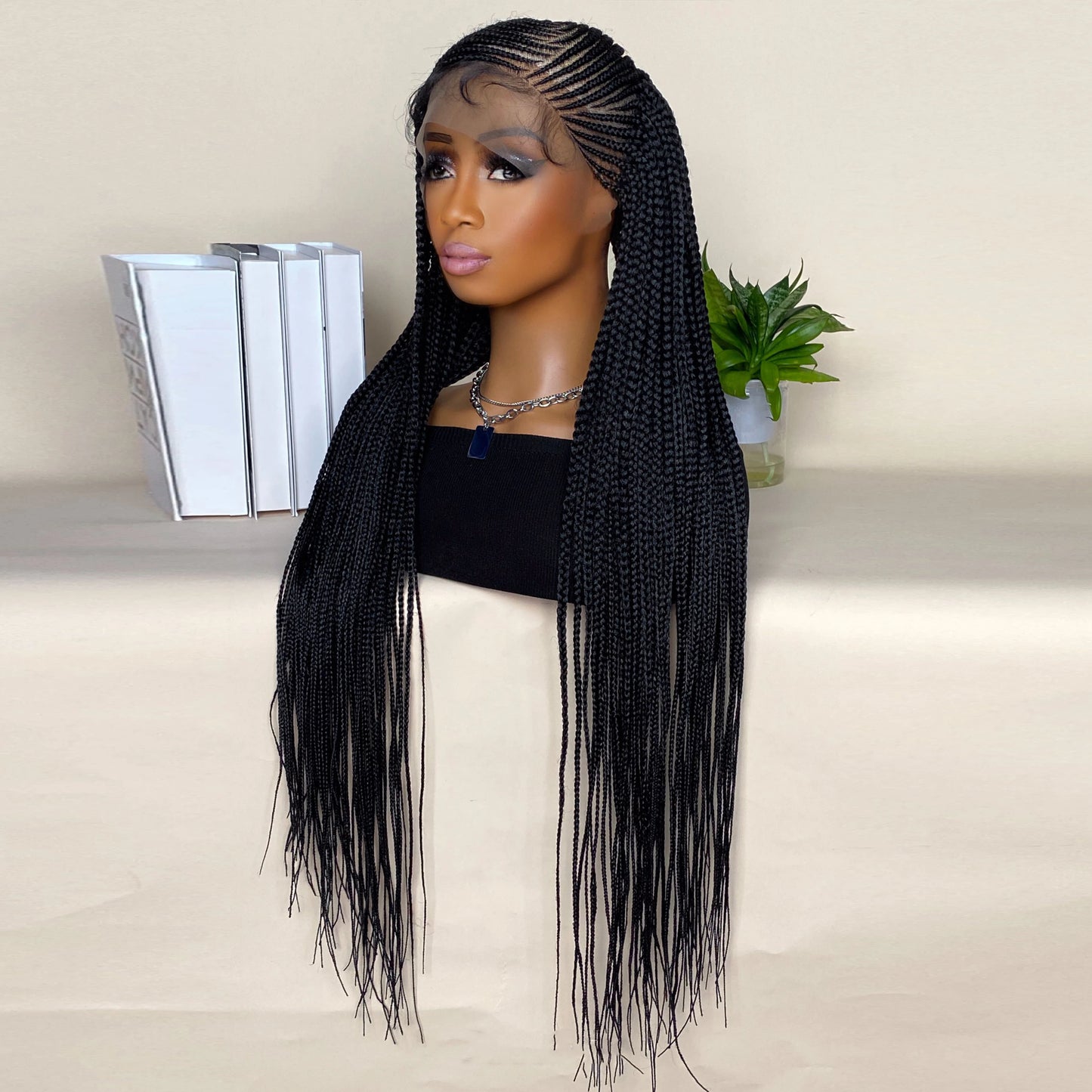 Long Braided Lace Front Synthetic Wig With Baby Hair for Women