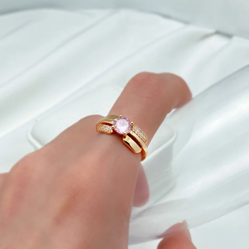 Pink Princess Cut Zircon Ring