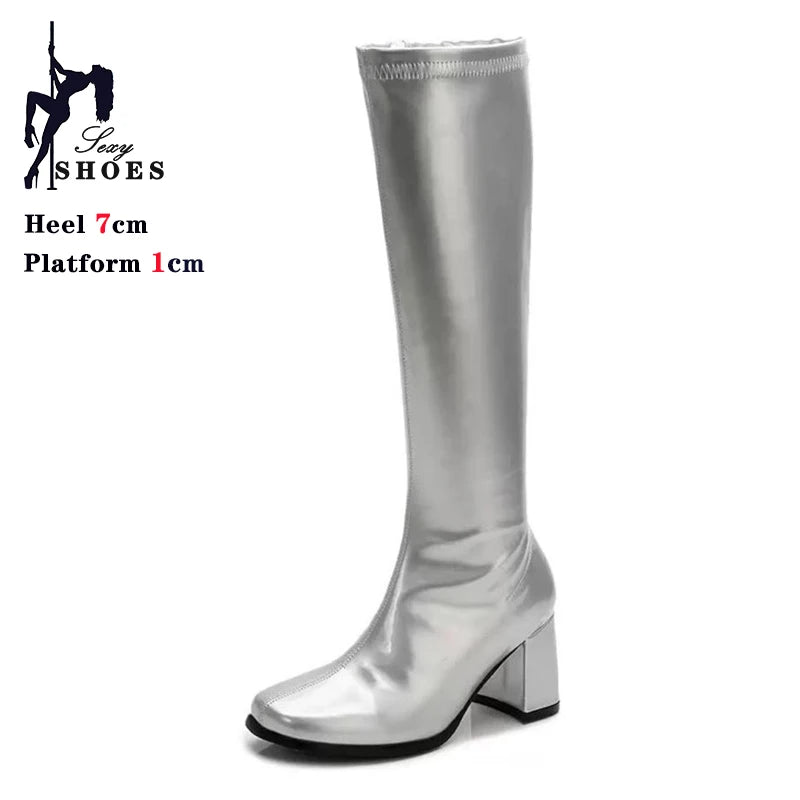 Elegant Shimmering Knee-High Go-Go Boots for Women
