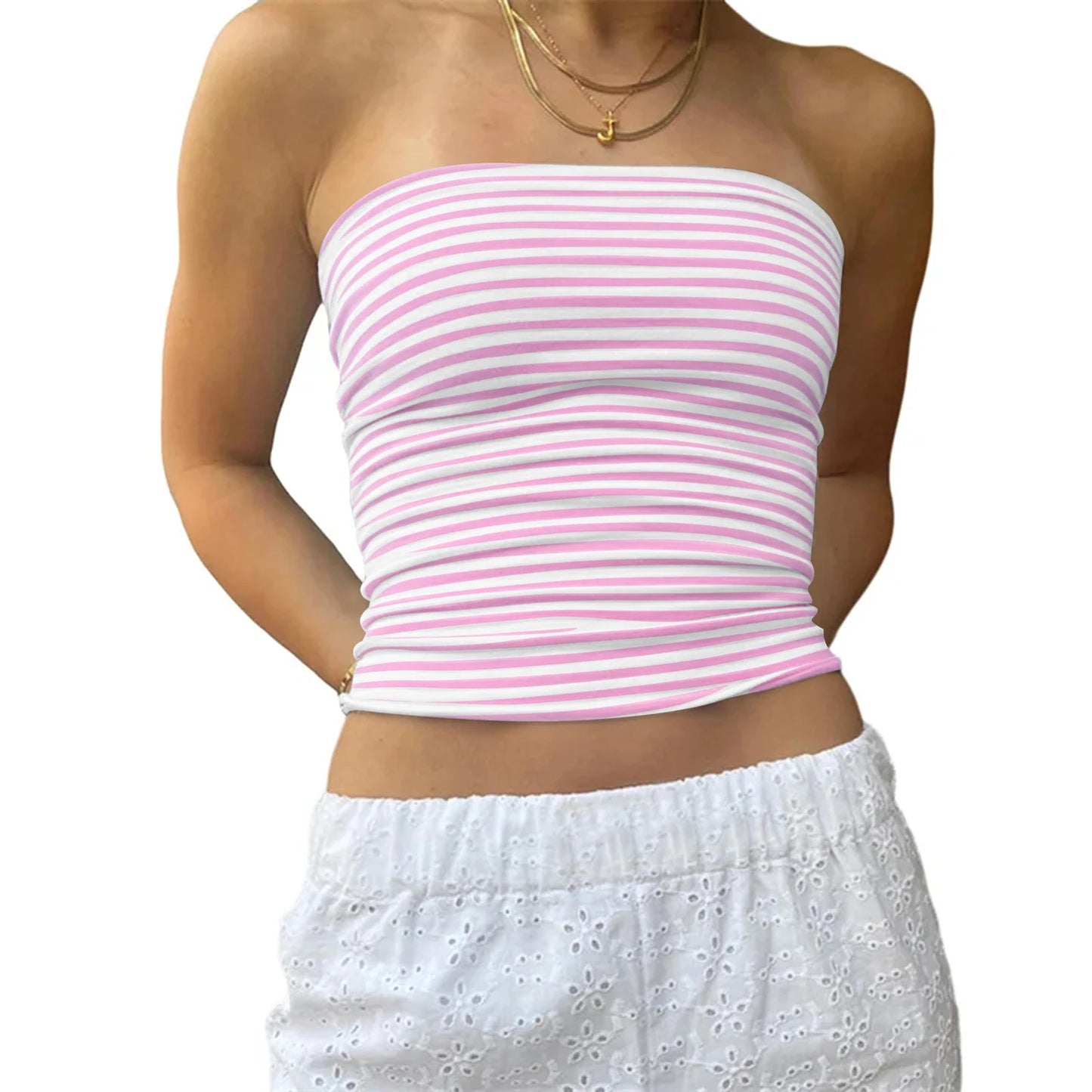 Strapless Off Shoulder Sleeveless Crop Top for Women