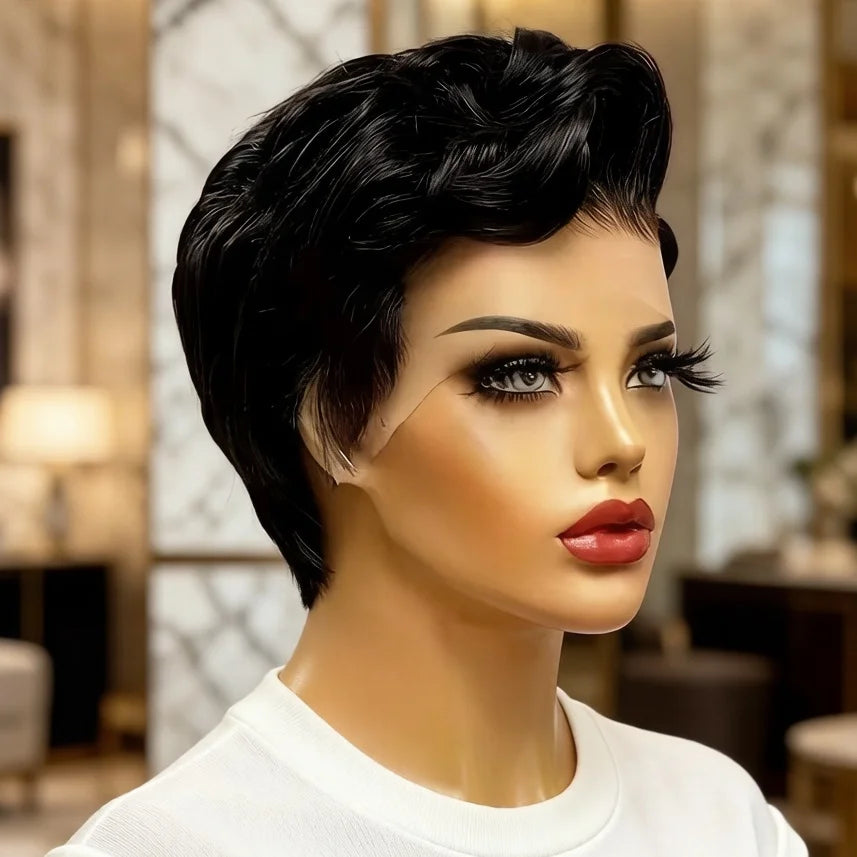 Body Wave 13x4 Lace Front Wig for Women Brazilian Human Hair Short Pixie Cut Wig Pre Plucked 180% Density