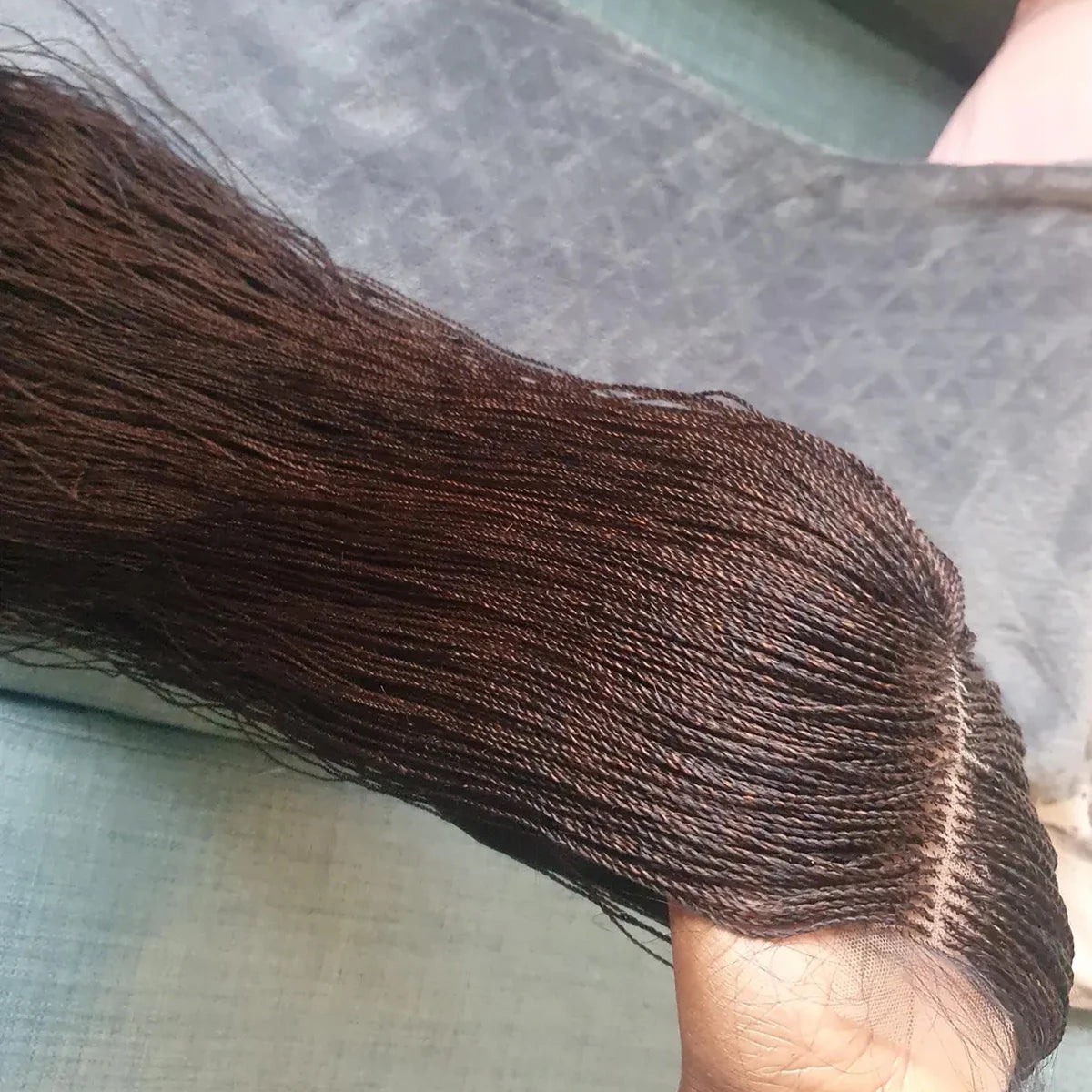 28inch Chestnut Brown Micro Twist Color Mix Wig with 5x5 HD Lace Closure Glueless Natural Look Braiding Lace Wig for Women
