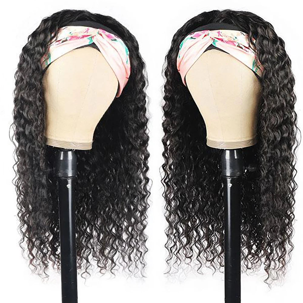 Women's Headband Wig Human Hair Water Wave Natural Hair Brazilian Wigs For Black Women Remy Full Machine Made Fast Delivery