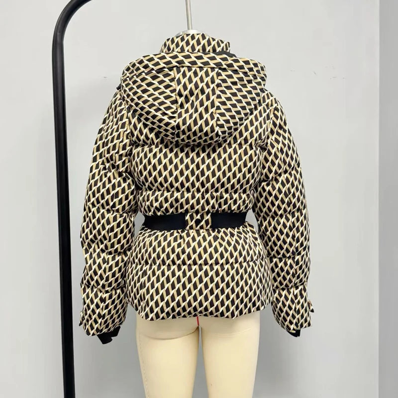 Warm Hooded Padded Ski Jacket And Pants Set for Women