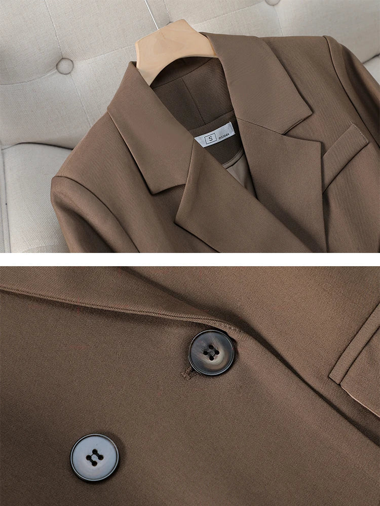 Fashion Women Blazer Pink Black Coffee Female Long Sleeve Solid Autumn Winter Ladies Loose Formal Jacket Coat For Work Wear