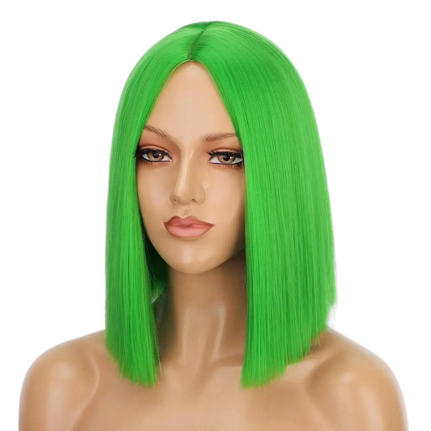 Green Synthetic Bob Wig for Women Heat Resistant Fiber