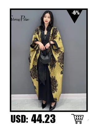 Printed Chiffon Ankle Length Dress With Bubble Sleeves for Women