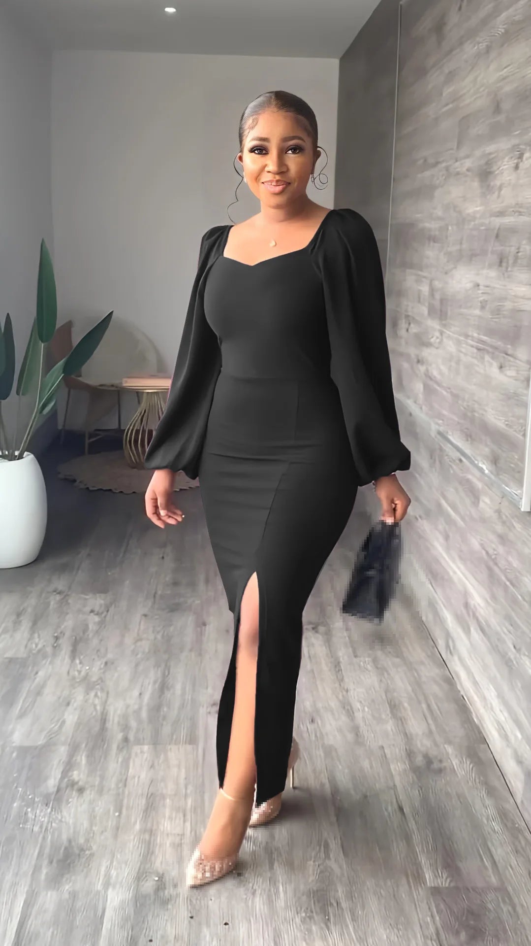 Elegant Ankle Length Knit Evening Party Dress for Women