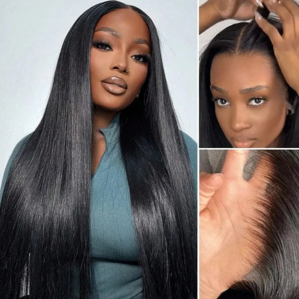 Long Bone Straight Glueless Lace Front Human Hair Wig For Women