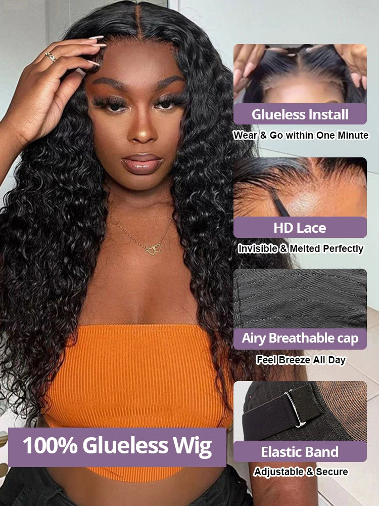Glueless Deep Wave Water Curl Wig