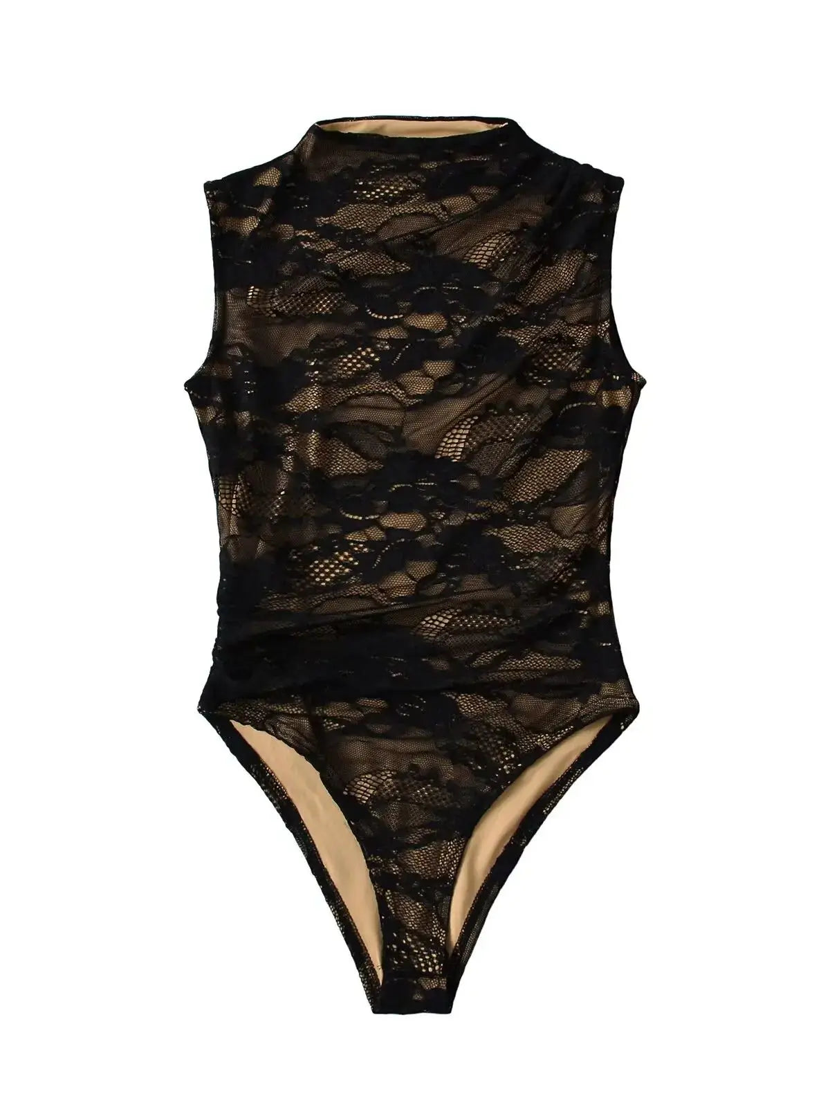 Elegant Sleeveless Bodycon Lace Bodysuit Top For Women