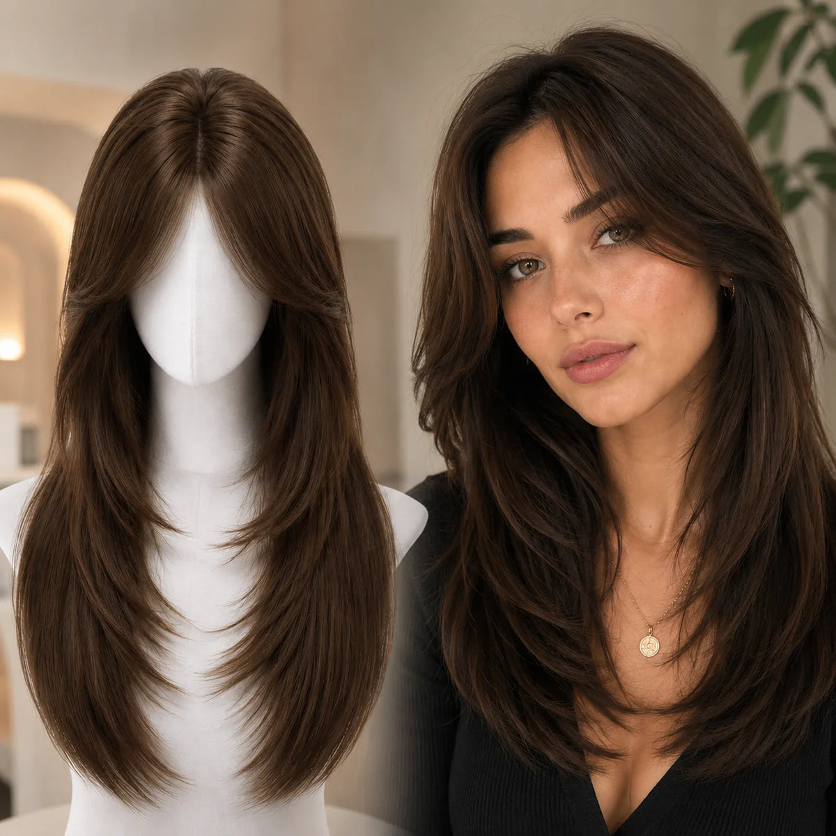 Natural Breathable Silk Base Wig With Air Bangs For Women