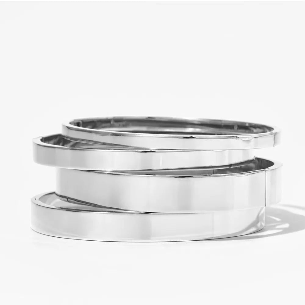 Waterproof Oval Stainless Steel Bangle Bracelet for Women