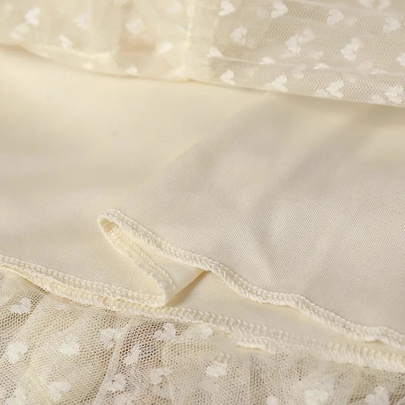 Romantic Vintage Jacquard Tulle Puff Skirt for Women