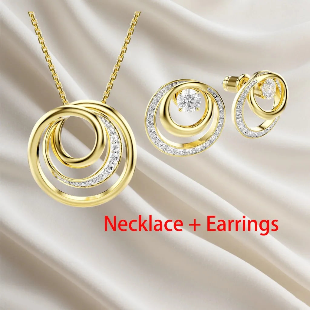 Sparkling Inlaid Pearl Pendant Jewelry Set for Women