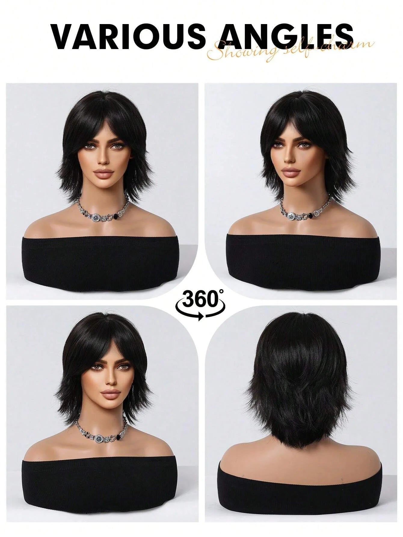 Trendy Short Straight Synthetic Wig With Bangs for Women