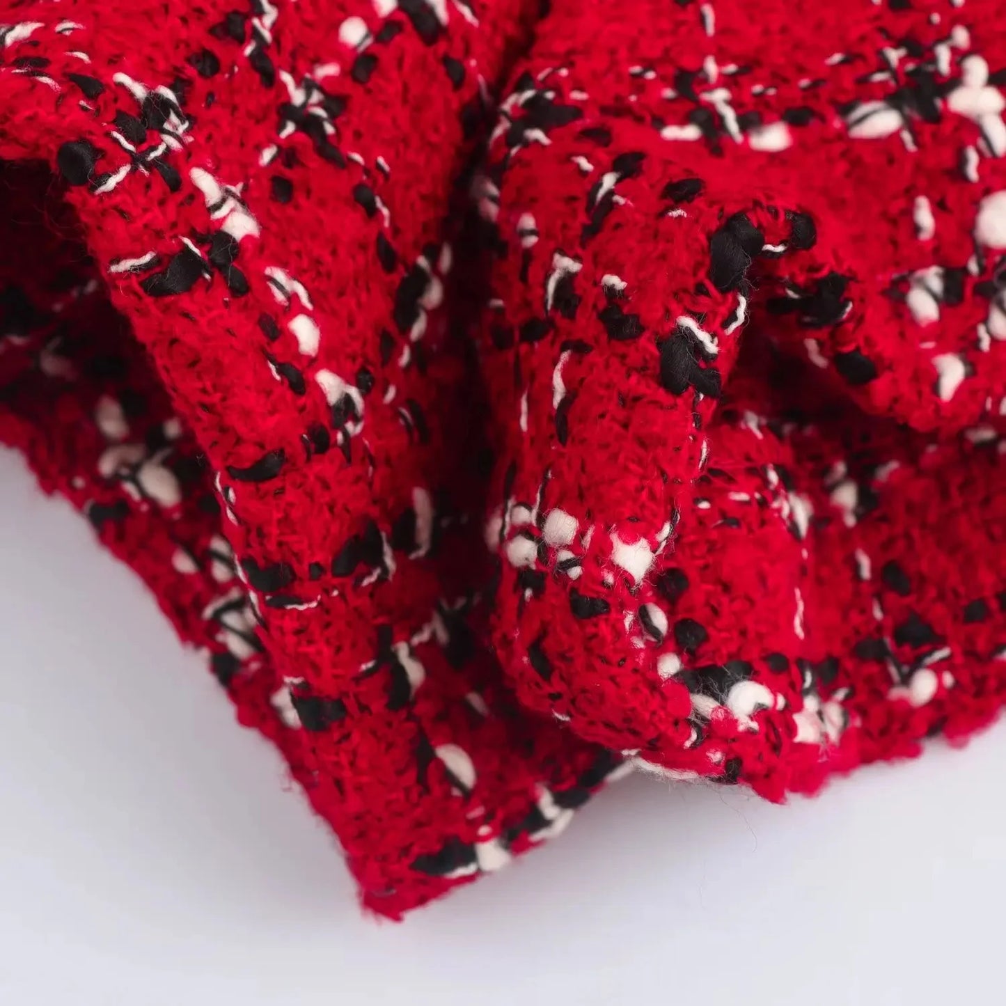 Retro Red Single-Breasted Jacket and Culottes Set for Women