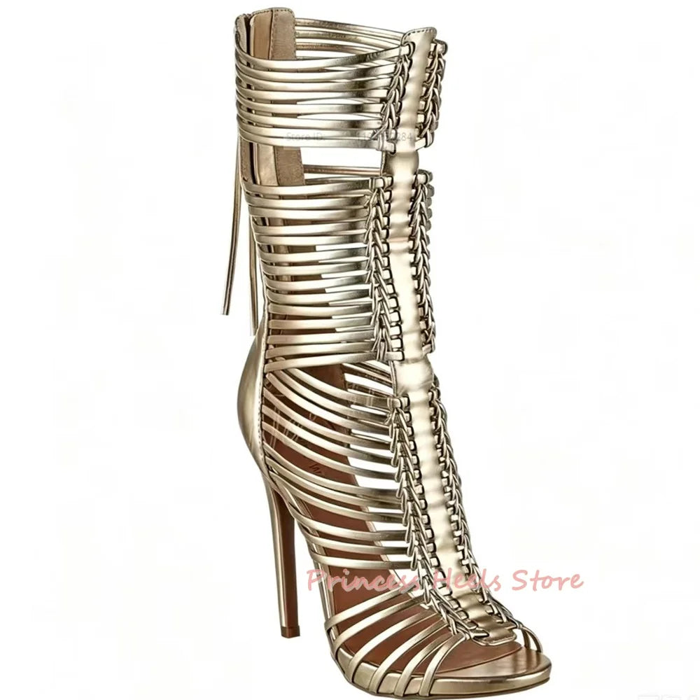 Tassel Mid-Calf with Back Zipper and Thin Heels Boots for Women
