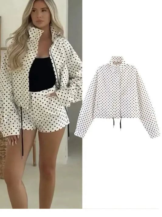 Retro Polka Dot Zip Jacket