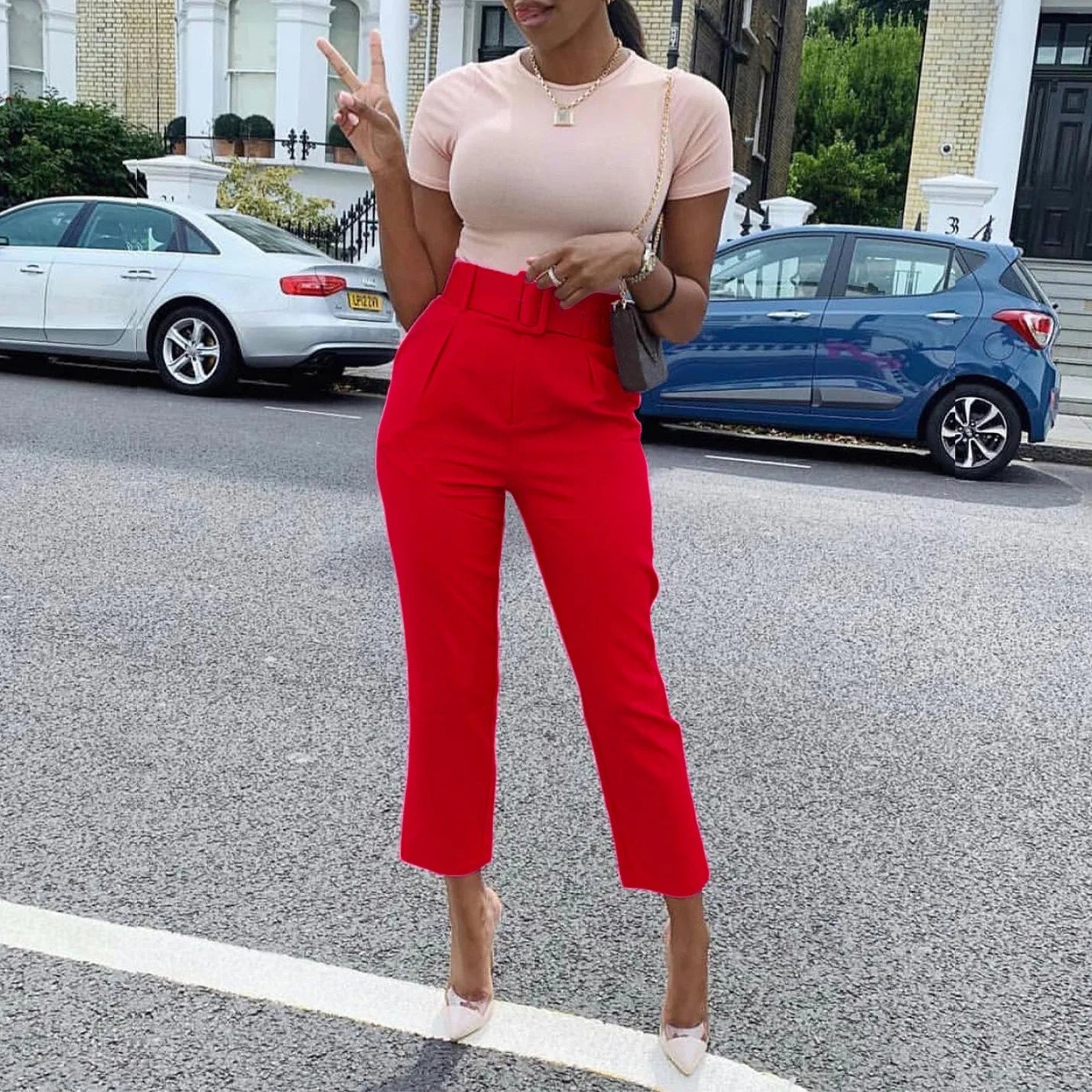 Office Pants Women 2024 Professional High Waisted Belt Waisted Straight Fashion African Business Work Wear Long Trousers Pants
