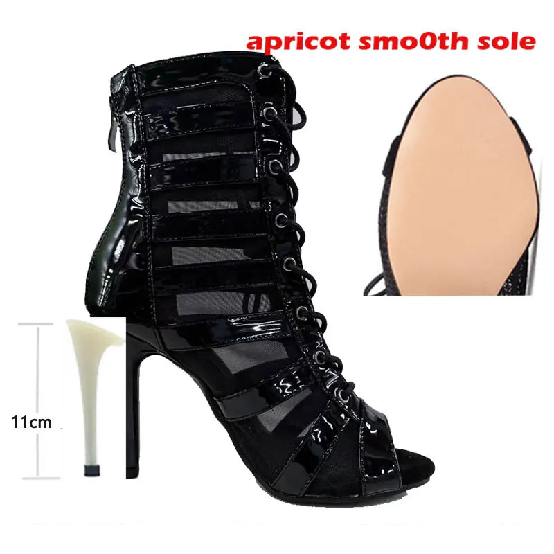 Suede Peep Toe Ballroom Dance Ankle Boots for Women