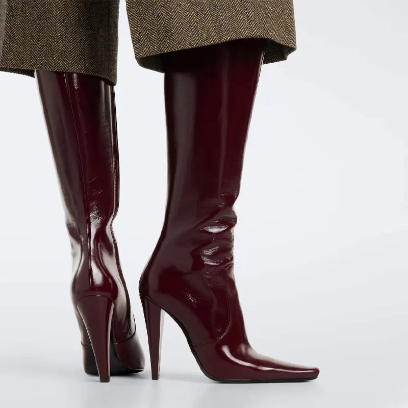 Pointed Toe Knee High Stiletto Heeled Boots for Women