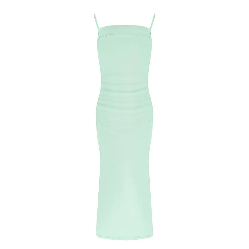 Spring Summer New Sling Dresses Women Fashion Streetwear Elegant Maxi Dress Solid Sexy Backless Female Dress Club Party Clothing
