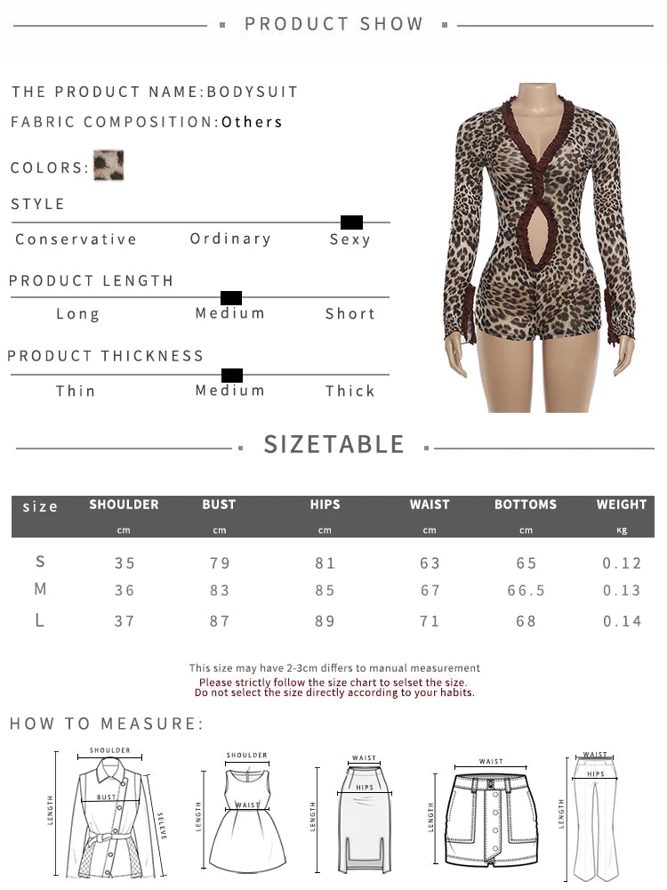 Leopard Print Sheer Ruffle Sleeve Romper for Women