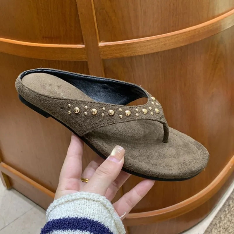 Vintage Rivet Toe Slip On Shoe