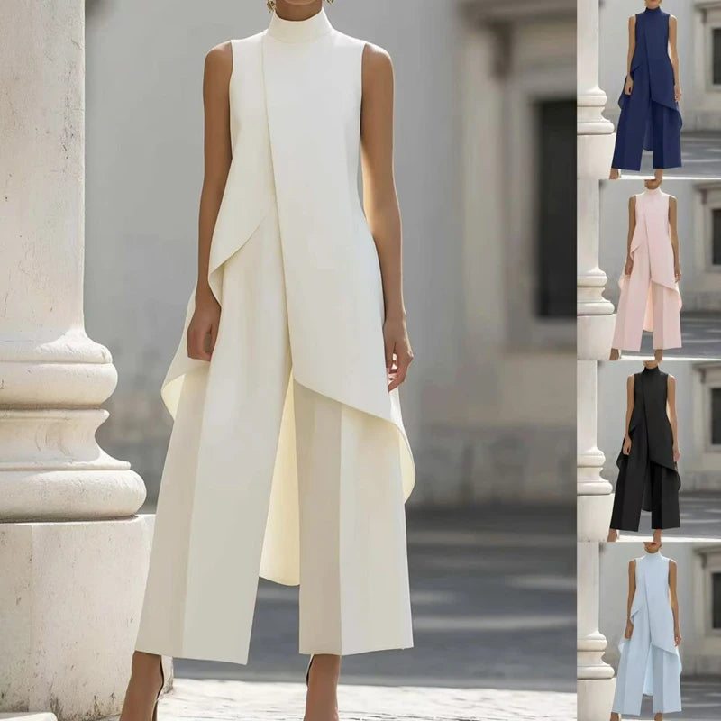 Solid Color Irregular Summer Two Piece Set for Women