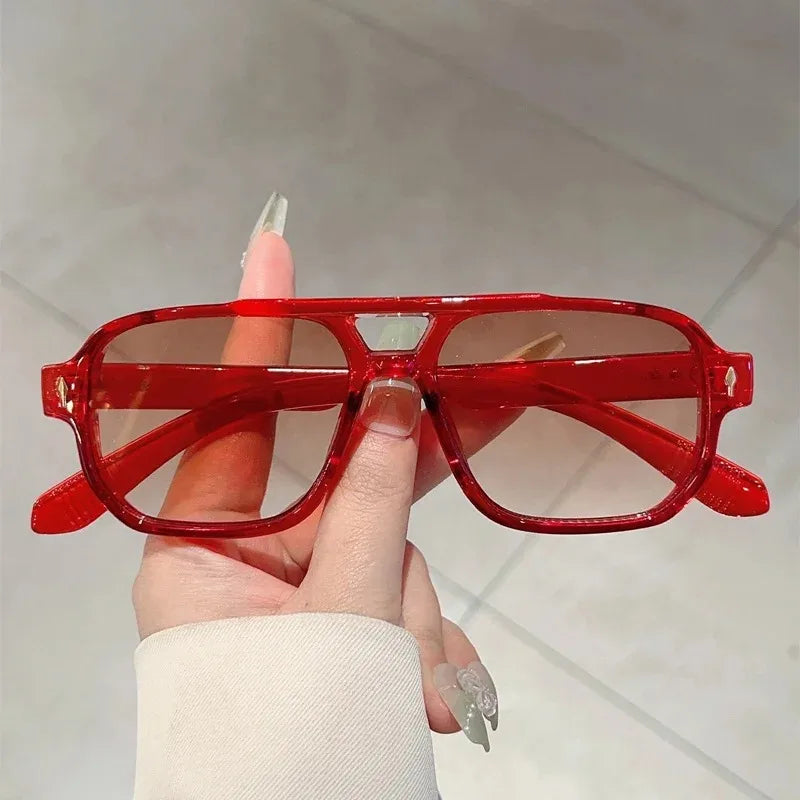Vintage Double Bridge Square Sunglasses