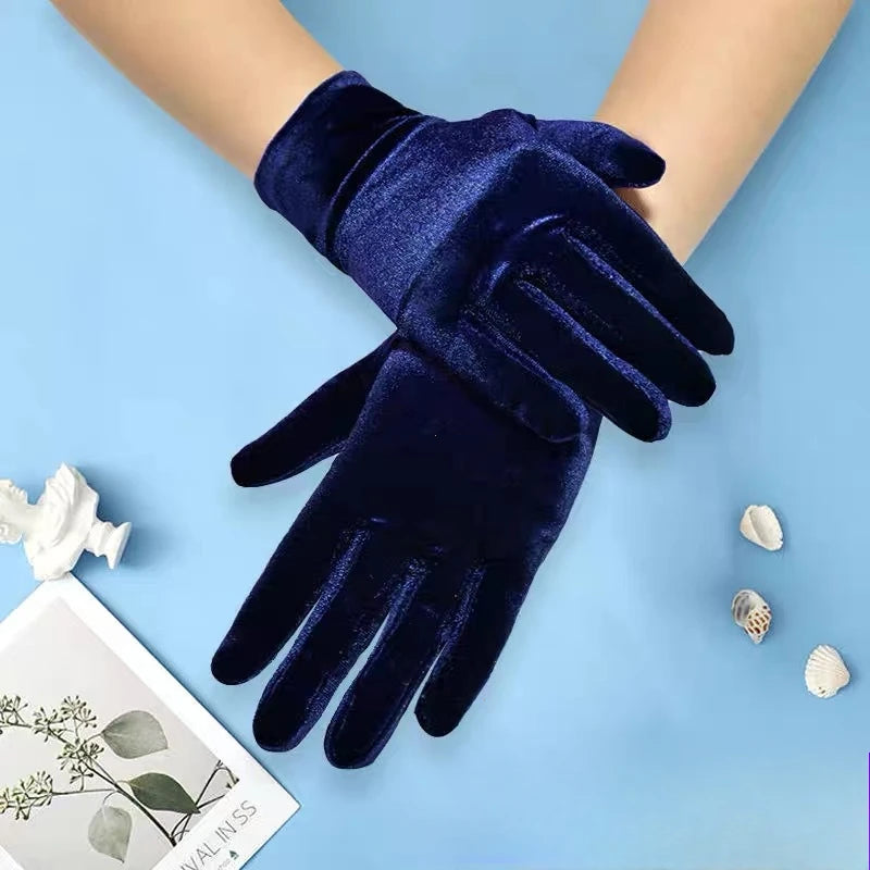 Stretch Velvet Wrist Length Gloves