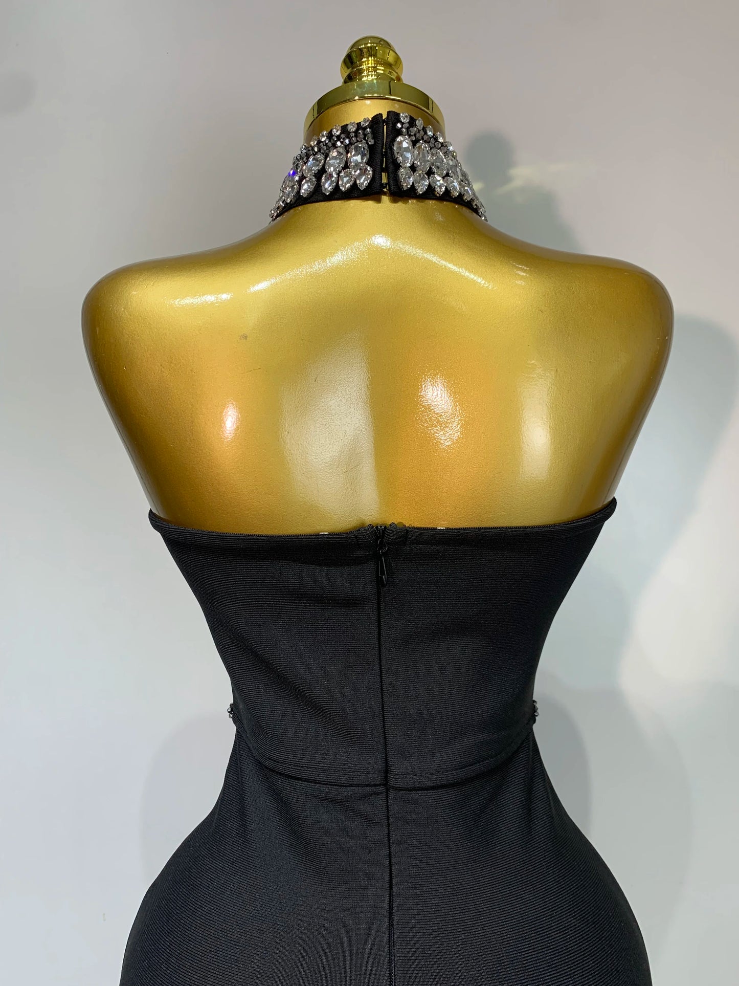 High Quality Strapless Beading With Necklace Bandage Dress  Celebrity Elegant  Evening Party Fancy Club Birthday Dresses