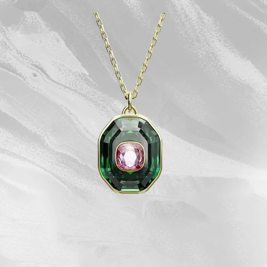 Elegant Mixed-Cut Crystal Necklace Set with Earrings for Women