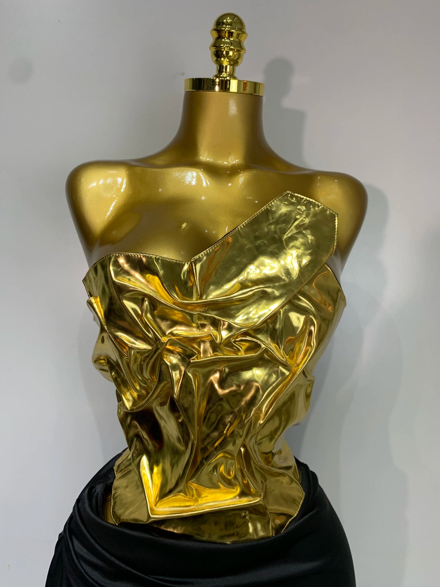 2025 New Arrival Women Gold Color Sexy Laced-up Tops 2 Pieces Set Long Dress Celebrate Evening Party Celebrity Elegant Dress