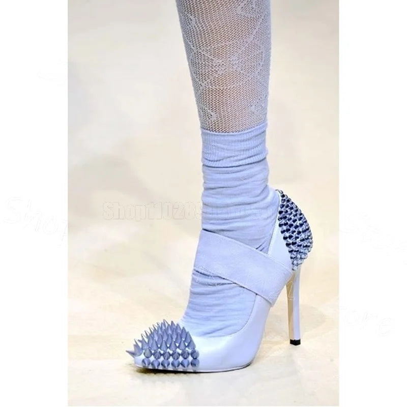 Purple Crystal Stiletto Pointed Toe Pumps For Women