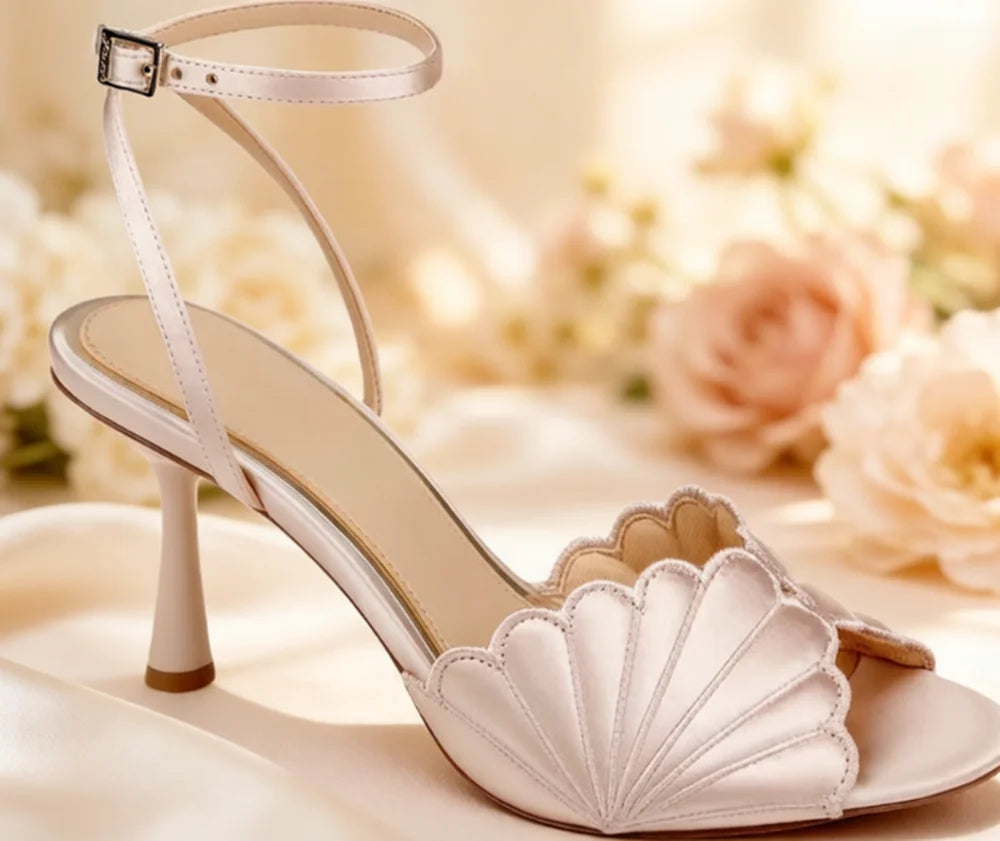 Satin Ankle Strap Platform Sandals