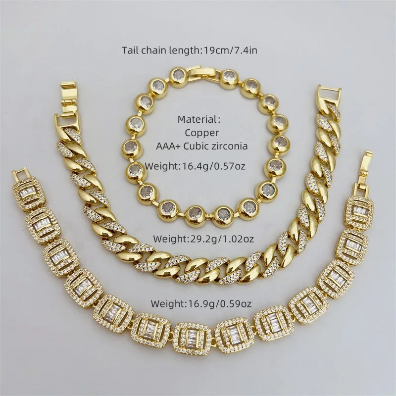 Gold Plated Zircon Chain Bracelet
