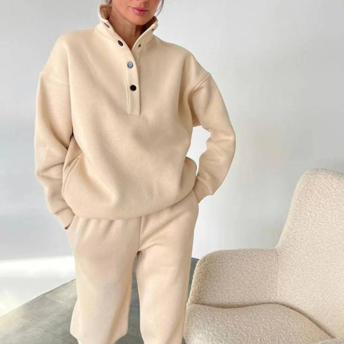Oversized Warm Casual Hoodie and Long Pants Set for Women